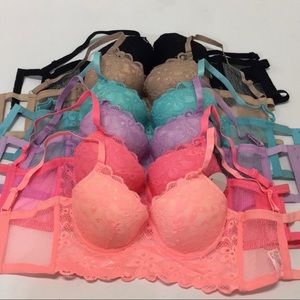 NWT Set Of 7 Lace Bra Bralette 6 Hook Push Up B C